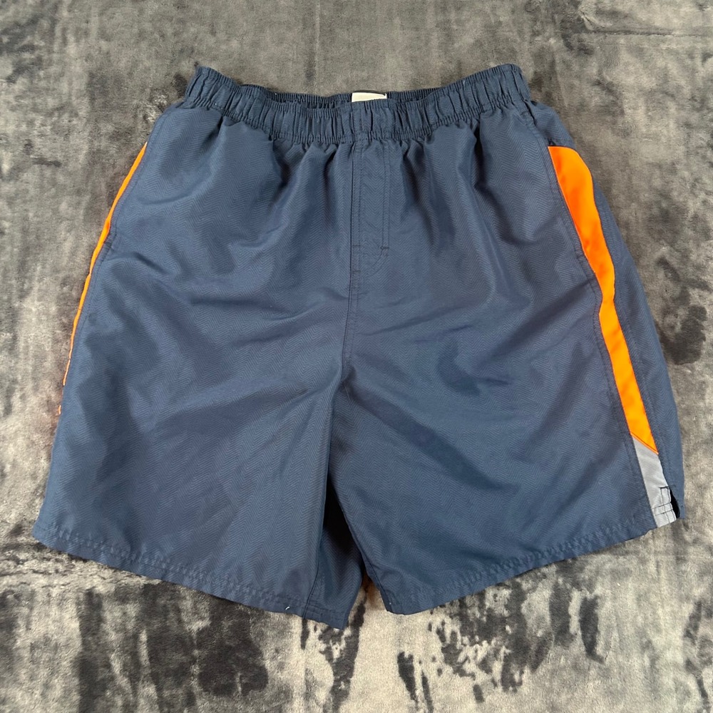 Nike Athletic Shorts‎ Mens Large Navy Blue Orange Stripe Herringbone Chevron